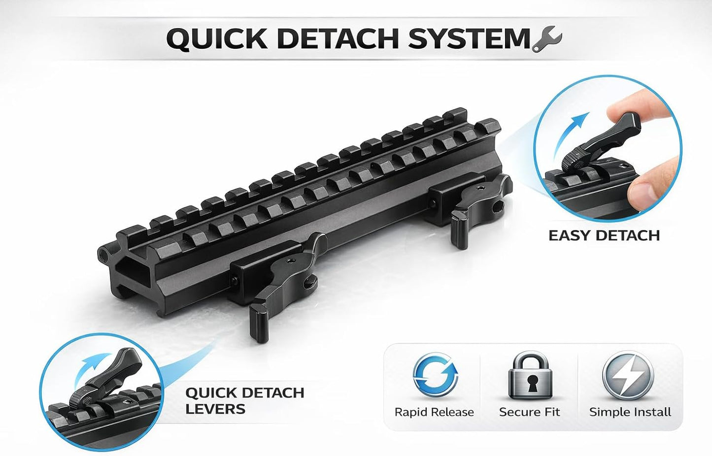 360 Tactical 1-Inch High Profile Short Riser Mount - Matte Black Picatinny for Scopes & Optics | 90° & 45° Angles