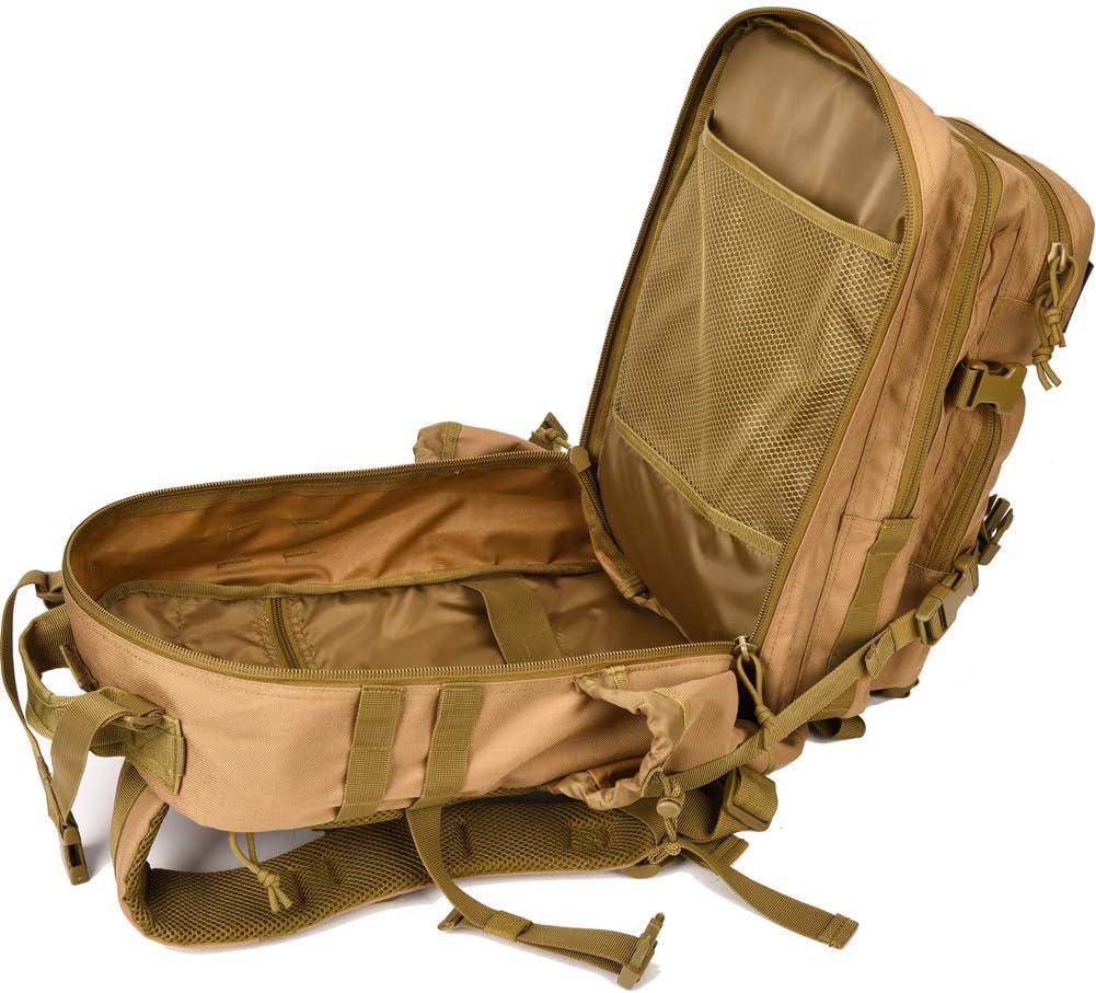 Tactical Military Backpack - Small 3-Day Assault Pack | Molle Design, Brown Color