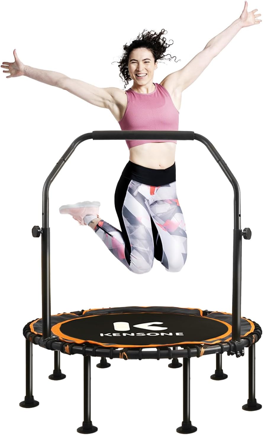 K KENSONE Foldable Rebounder Trampoline for Adults - 450/550 LBS Indoor Fitness Mini Gym Workout