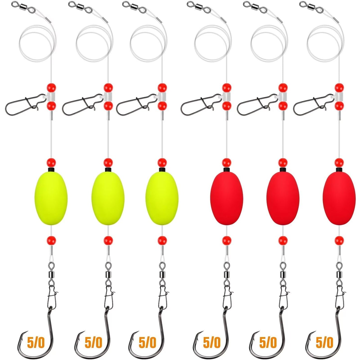 Dovesun Fish Finder Rig with Float 20.5" Surf Fishing Rigs 90LB Surf Fishing Tackle for Shark Bluefish Stripers 6PCS 5/0