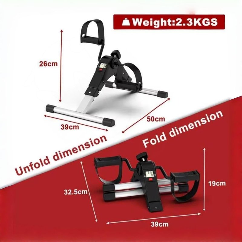 Under Desk Bike Pedal Exerciser, Mini Exercise Bike for Arms and Legs, Foldable Desk Bike with LCD Display & Adjustable Resistance