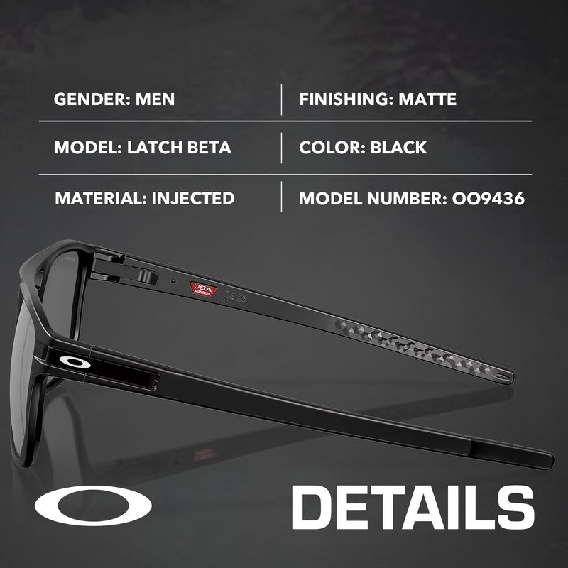 Oakley LATCH BETA OO9436 Sunglasses MATTE BLACK Frame with PRIZM BLACK POLARIZED Lenses With Official Eyewear Kit
