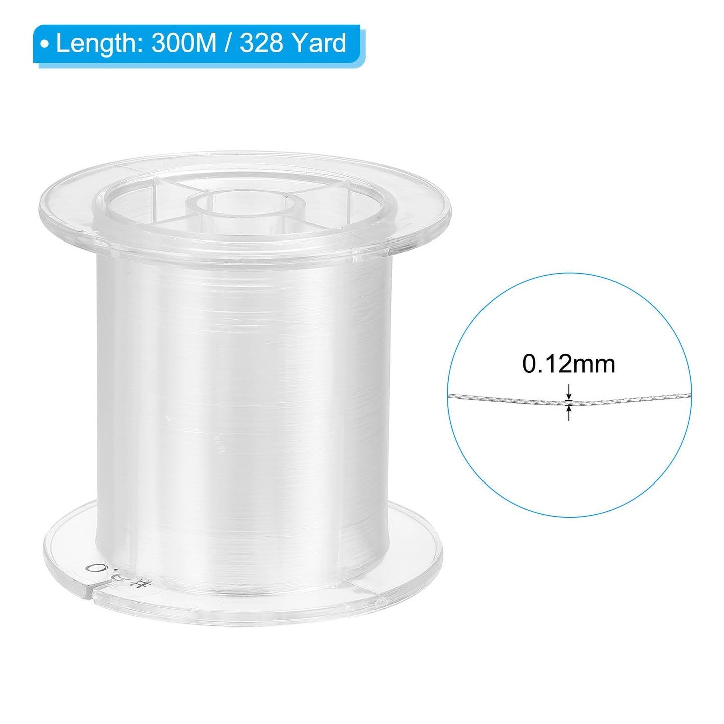 PATIKIL 328Yard/984FT Nylon Fishing Line, 3Lb 0.12mm Monofilament String Wire Fluorocarbon Coated for DIY Craft Hanging Decoration, Clear