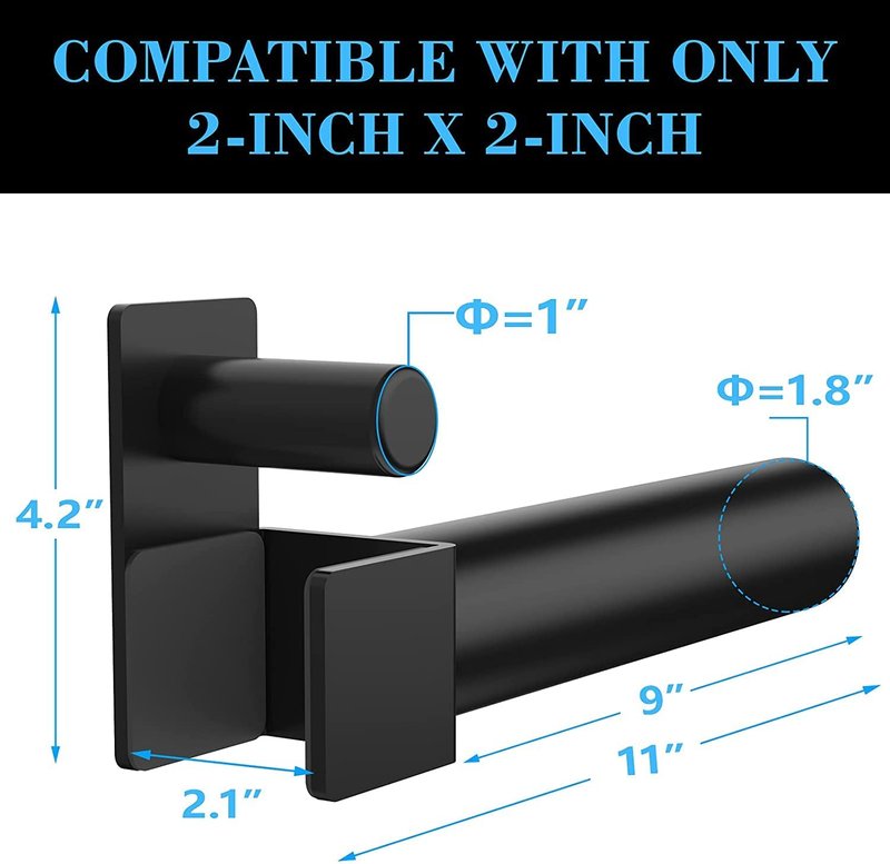 Balelinko Extended 9" Olympic Weight Plate Holder, Weight Plate Storage, Attachment for for 2"x2" Tube Power Cage with 1" Hole, 1 Pair, Bonus a Pair of 2" Spring Clip Collars Rings