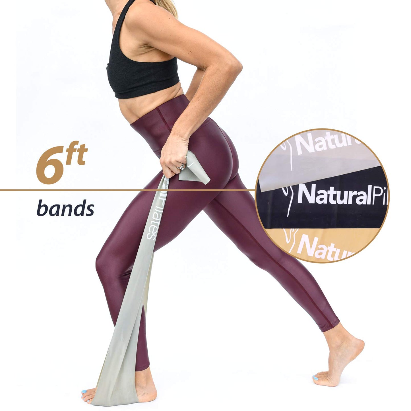 Natural Pilates Flex Bands 4 Levels of Resistance Bands, Exercise Bands for Physical Therapy, Yoga, Pilates Bands, Rehab Bands, Elastic Bands for Workout