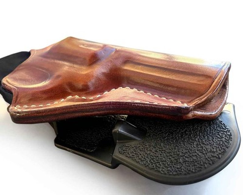 MASC Leather Paddle Holster (OWB) with Thumb Break, Fits Colt King Cobra 357 Mag 6-Shot 3" Barrel, Right Hand Draw Brown Color #1631#