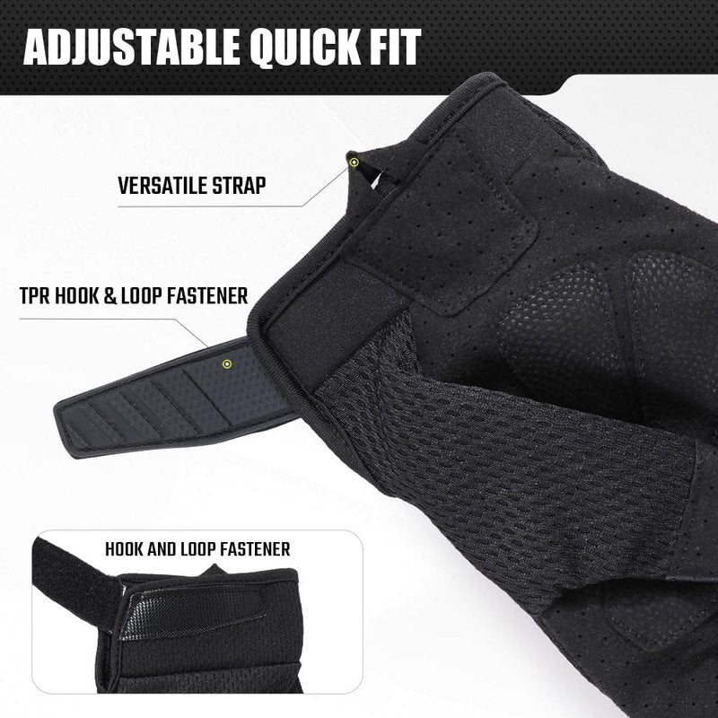 AXBXCX Touchscreen Full Finger Gloves for Men, Padded Outdoor Gloves Black Medium