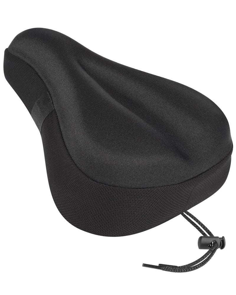 Bike Seat Cushion, Comfortable Bicycle Saddle Cover for Indoor and Outdoor Cycling, Padded Gel Cover for Exercise, Mountain & Road Bikes, Universal Fit for Peloton & Stationary Bikes (Black-S)