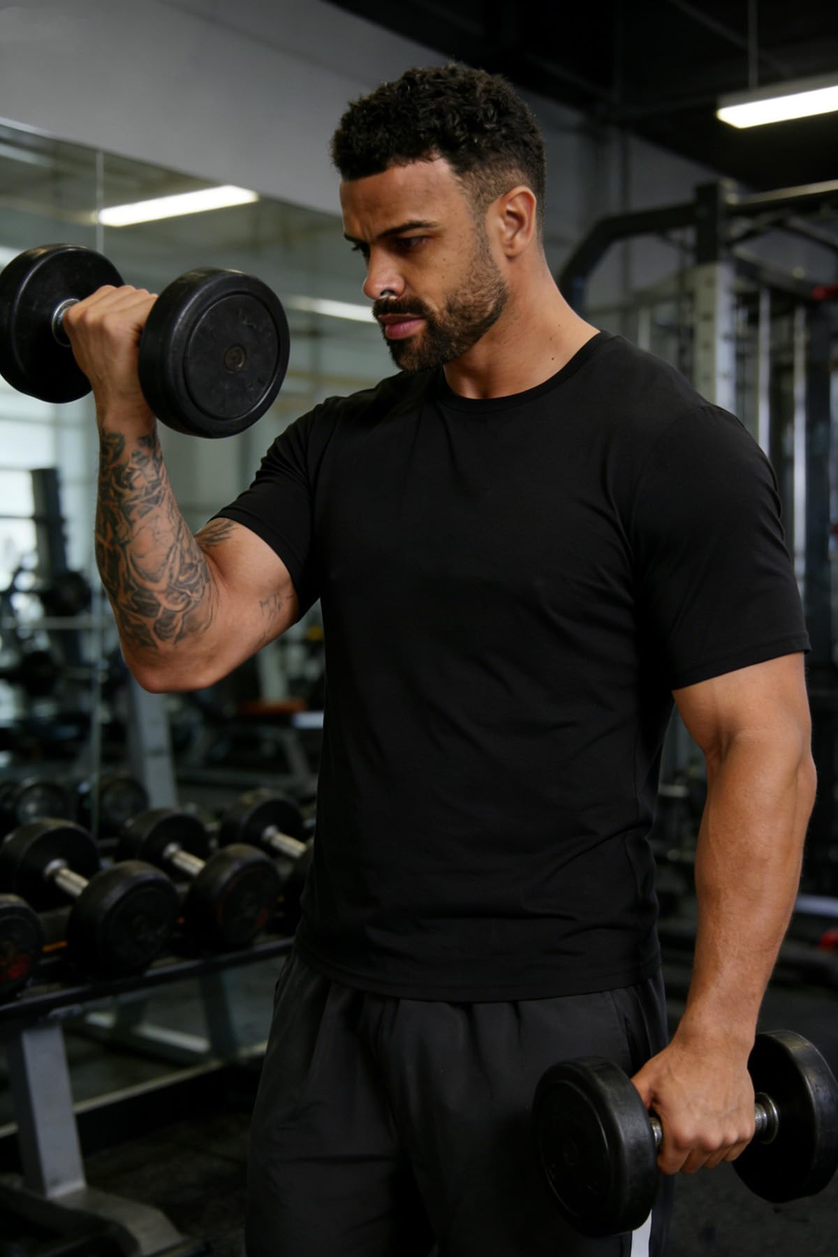 KINGFEN Men's Performance Sun Protective Shirt UPF 50+ Lightweight Quick Dry Rash Guards Moisture Wicking Outdoor Sports T-Shirt Black XXL