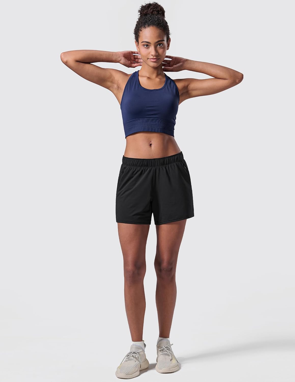 Women's Lounge Workout Shorts with Zipper Pockets - Lightweight Athletic Casual | 1 or 5 Pack, 5" Inseam