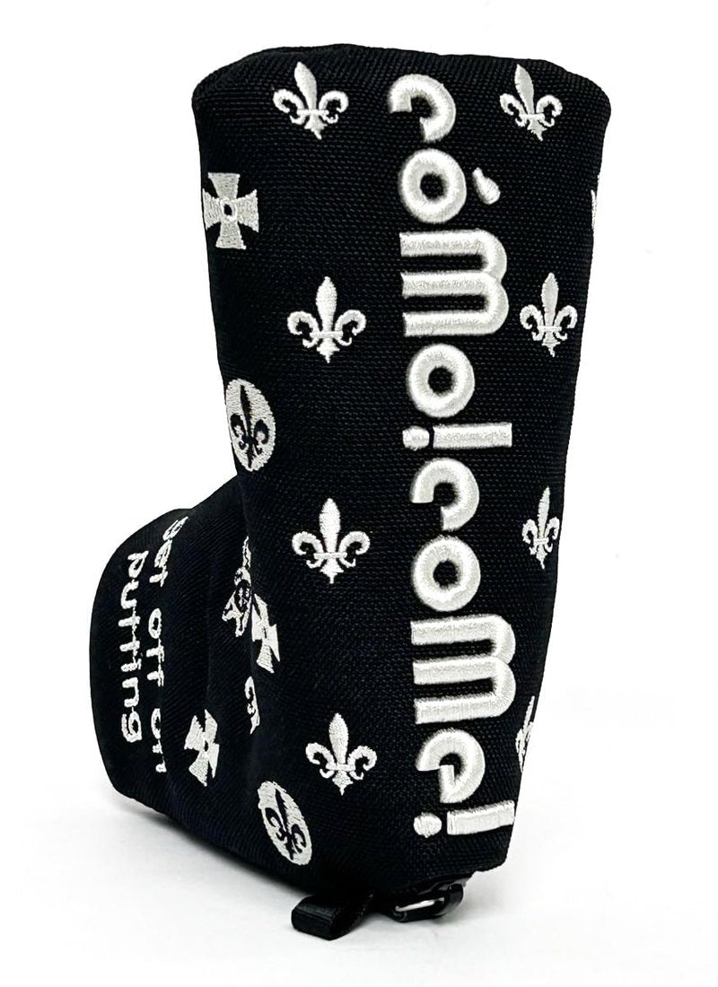 comocome Golf Putter Headcover Blade Style Zipper Closure Synthetic Leather Luxurious Embroidery Lining with Plush Cushion Fits Scotty Cameron Taylormade Odyssey Ping (Black and Baby Skull)