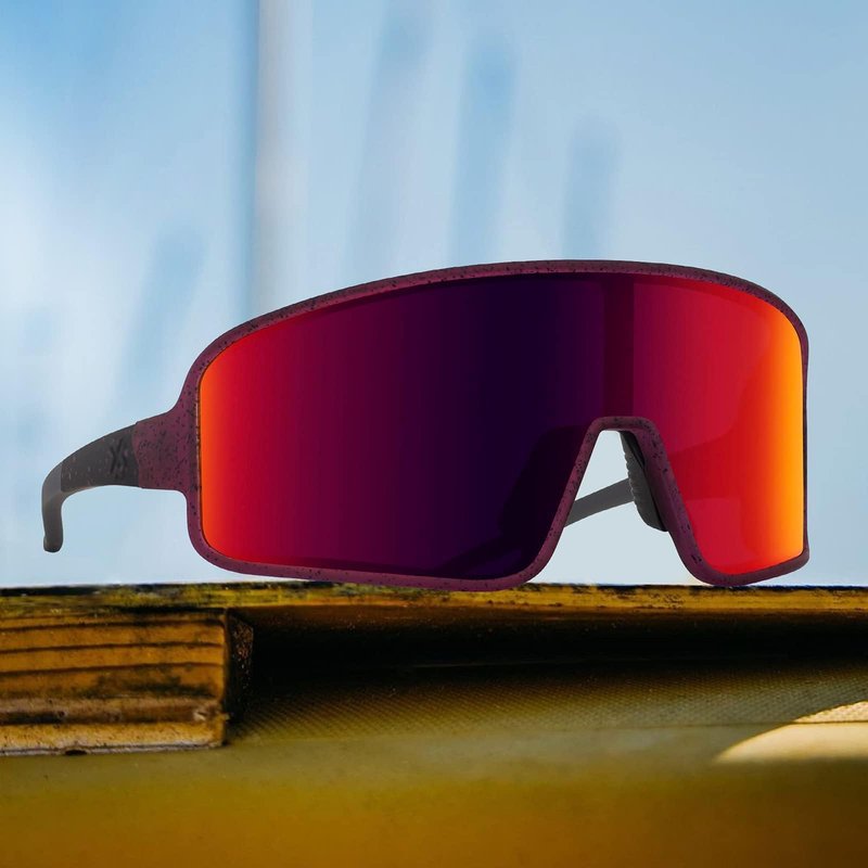 MAXJULI Z87 Sunglasses for Big Heads Men Women, Windproof Outdoor Sports Cycling Running UV400 Protection Sun Glasses Z8121XXL (Red Lens)