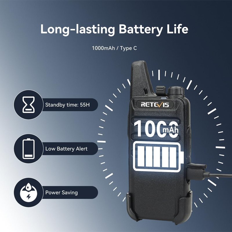 Retevis RT22 Walkie Talkies - Long Range Rechargeable Two-Way Radio for Business | Handsfree VOX, Black, 10 Pcs