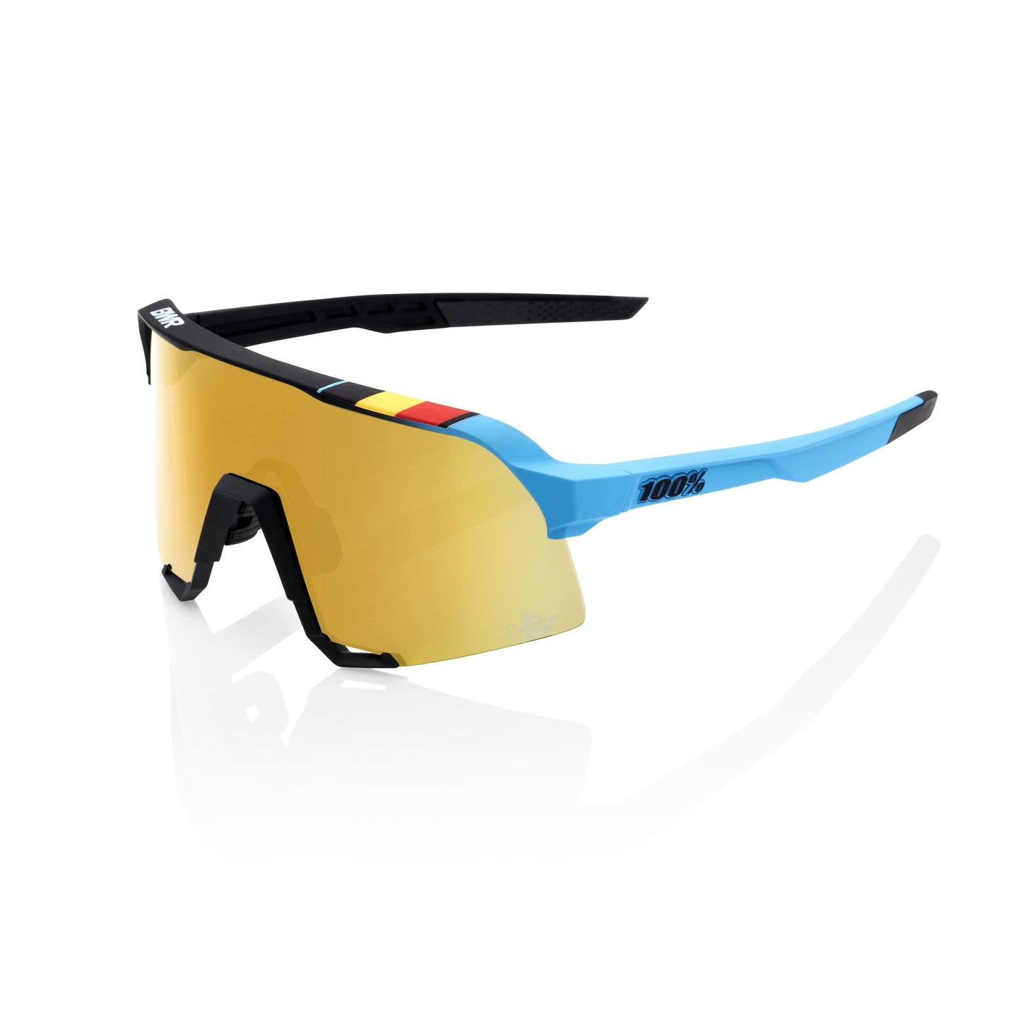 100% S3 Sport Performance Cycling Sunglasses (BWR Black - Soft Gold Mirror Lens)