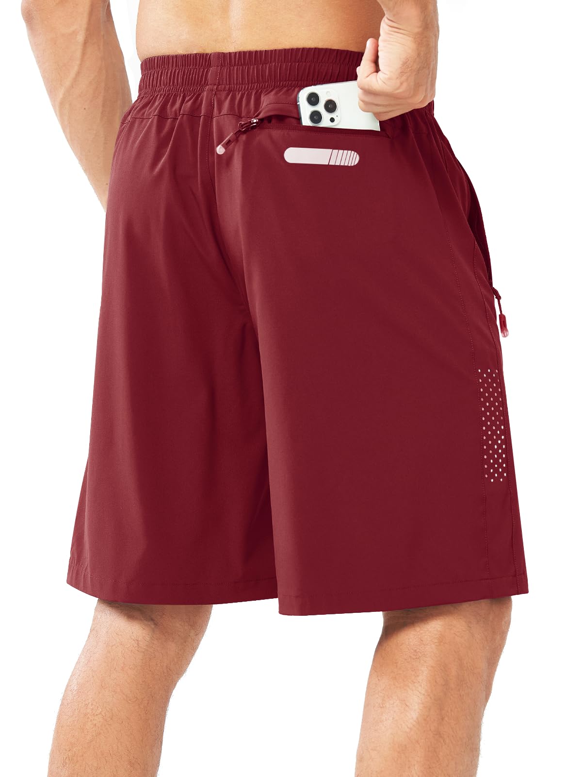 NORTHYARD Men's Athletic Running Shorts Gym Workout 7"/9"/5" Quick Dry Lightweight Sports Basketball Tennis 3 Zipper Pockets WINERED-9inch M