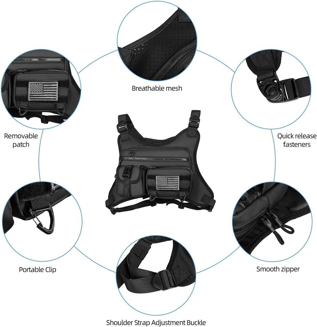 Outdoor Sports Chest Bag - Water Resistant Lightweight Vest for Running, Hiking & Cycling | Extra Storage Capacity