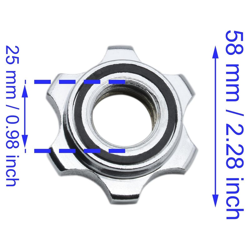 HAJXZH Barbell Spin-Lock Collars 2-Pack 25mm Hex Nut Anti-Slip Screw Collars for Weight Lifting, Compatible with Standard Barbell and Dumbbell Fitness Equipment
