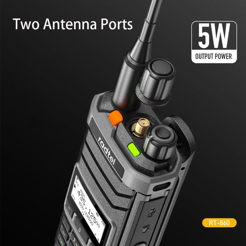 Radtel RT-860 Multi Band Ham Radio HF UHF VHF Dual Band with AM USB LSB CW CB LW MW SW SSB Reception, 1024 Channels, 2000mAh Battery, Type-C Charging (Without SW/MW Antennas)