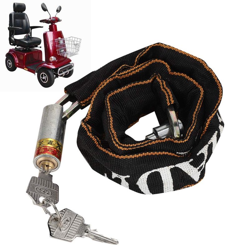 Chain Lock, Anti Theft Motorcycle Mobility Scooter Chain Lock with 2 Keys, Bike Lock for Wheelchair Gate Door Fence, 80cm Length