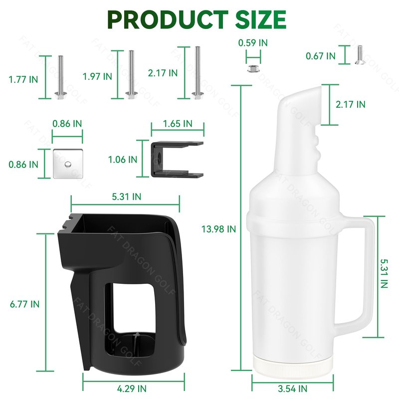 Panglong Universal Golf Cart Sand Bottle with Handle 2PC, Dual Installation Options No-Drilling/Drill Divot Filler Sand Bottle-35oz ABS, Suitable for Yamaha, Club Car, EZGO Models
