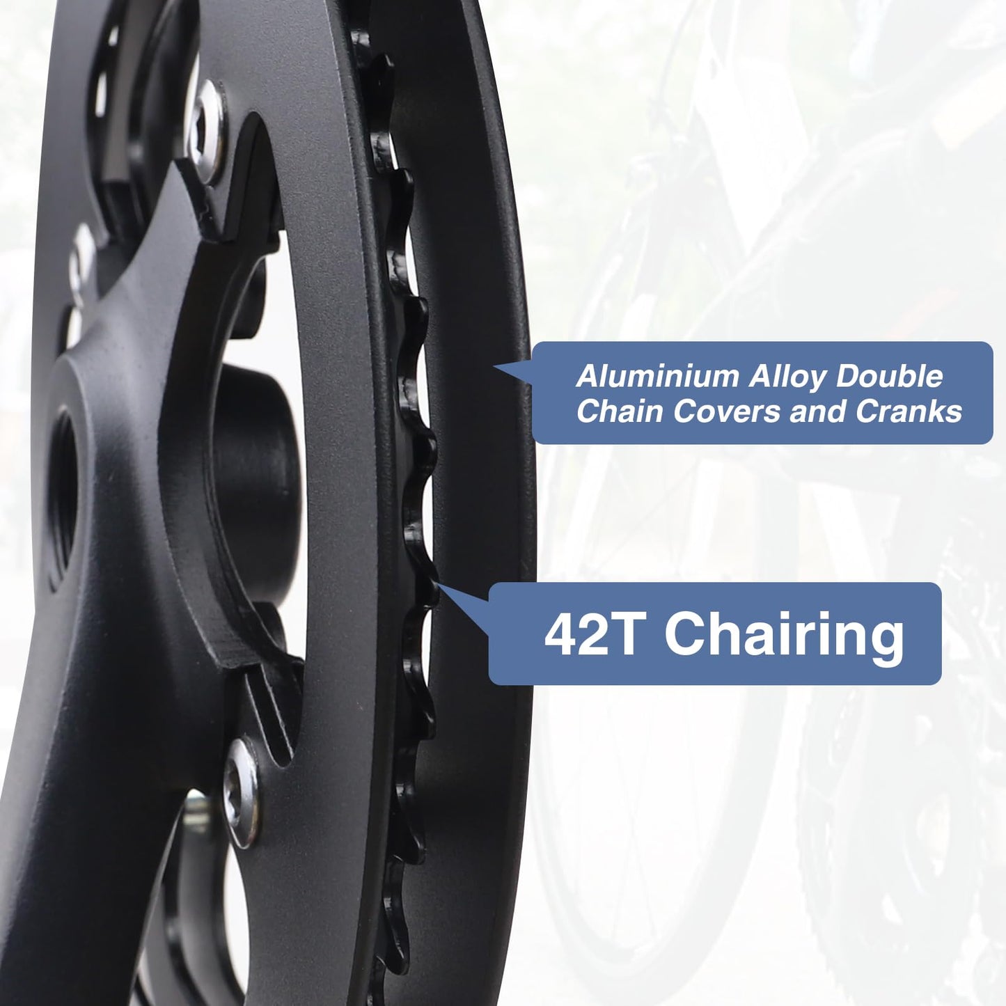 WEEROCK E Bike/Bike Crankset 1 Piece/Single 42T Chainring Crankset with Aluminium Alloy Double Chain Cover 170mm Arm for Single Speed and 6/7/8 Speeds Electric Bike,Bicycles, Folding Bicycle