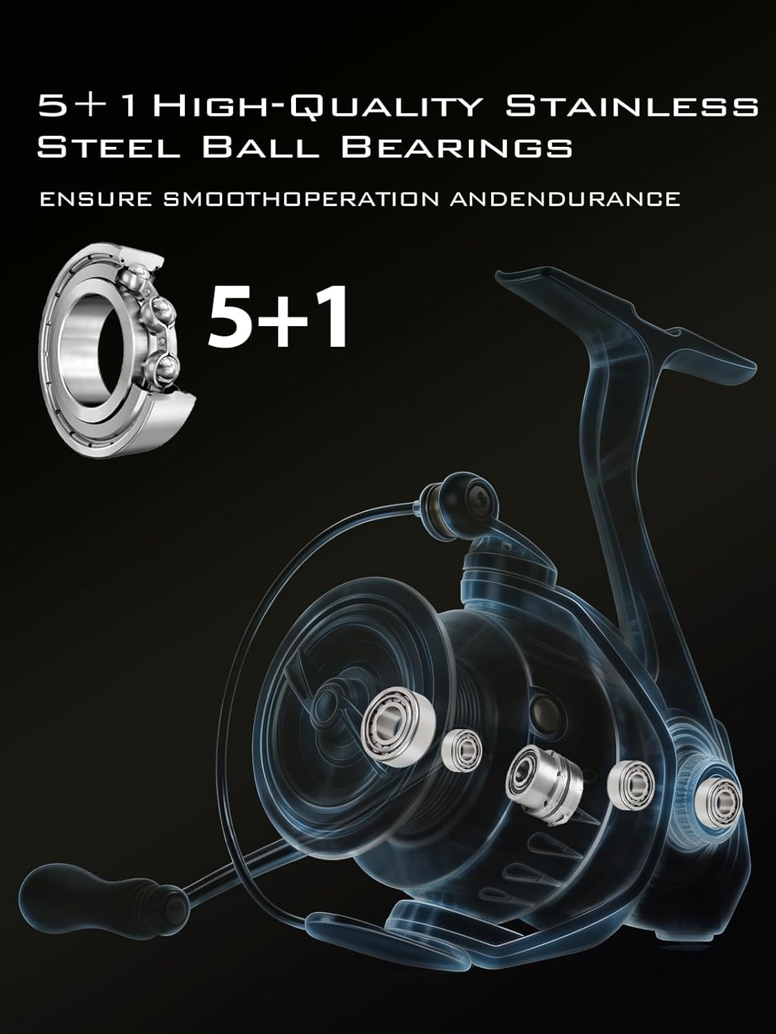 Lightweight Spinning Fishing Reel - Sealed Carbon Fiber, 20 LB Max Drag | 5.2:1 Gear Ratio, CNC Aluminum Spool, 1000-5000 Series