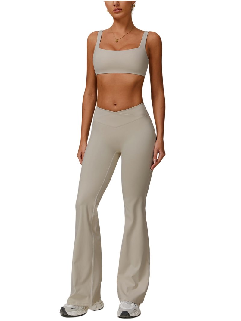 AGYMNX 2 Piece Workout Sets for Women Crossover High Waisted Flare Leggings Gym Yoga Outfit Stretchy Sports Bra Set