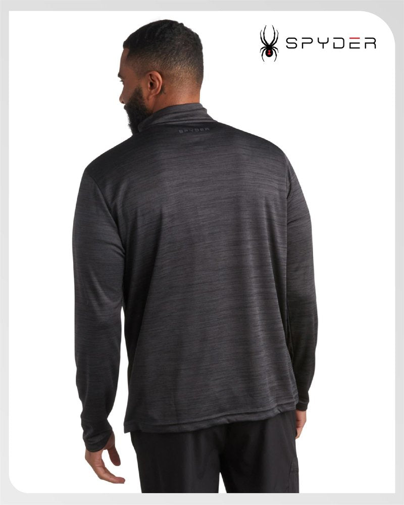 Spyder Mens Quarter Zip Pullover - Quick Dry Athletic Mens Long Sleeve Workout Shirts Lightweight Gym Golf Pullovers, Size Large, Heather Black