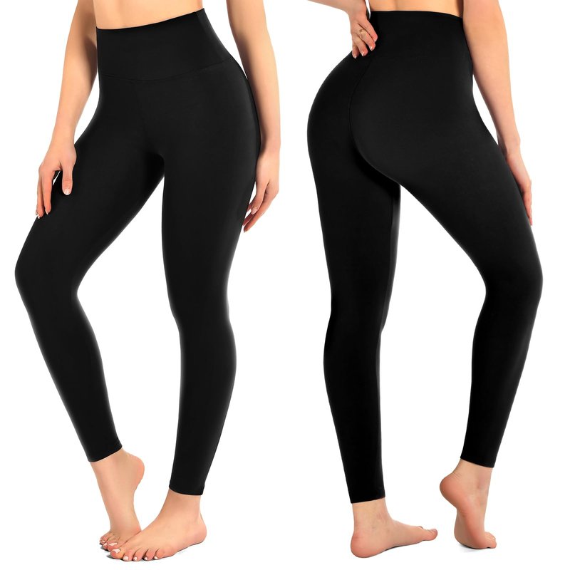 Leafigure 3 Pack Black Leggings for Women High Waisted Buttery Soft Yoga Pants for Workout Running Gym Athletic LXL