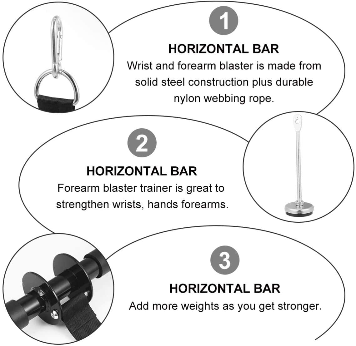 Forearm Wrist Roller Blaster Exercise Trainer Weight-Bearing Wider Nylon Straps Arm Strength Training Fitness Equipment Anti-Slip Home Gym Workout