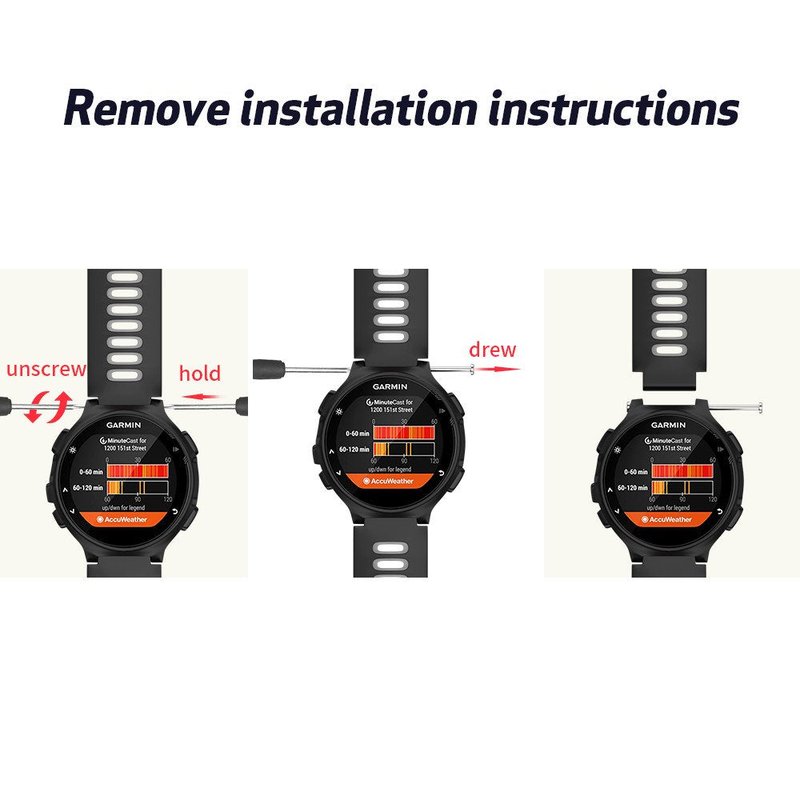 NotoCity Silicone Watch Band Replacement Solft Silicone Strap Compatible Forerunner 230/220/ 235/620/ 630/ 735XT/ Approach S20/ S5/ S6-Black Gray