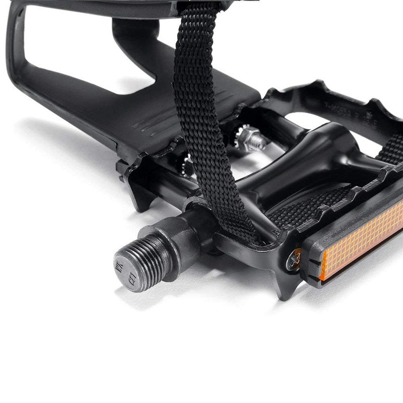 Bike Pedals with Toe Cages and Straps Universal Fit Bicycle Pedals 9/16" Compatible, Non-Slip & Durable Lightweight, Fits Most Adult Bikes & MTB Bicycles
