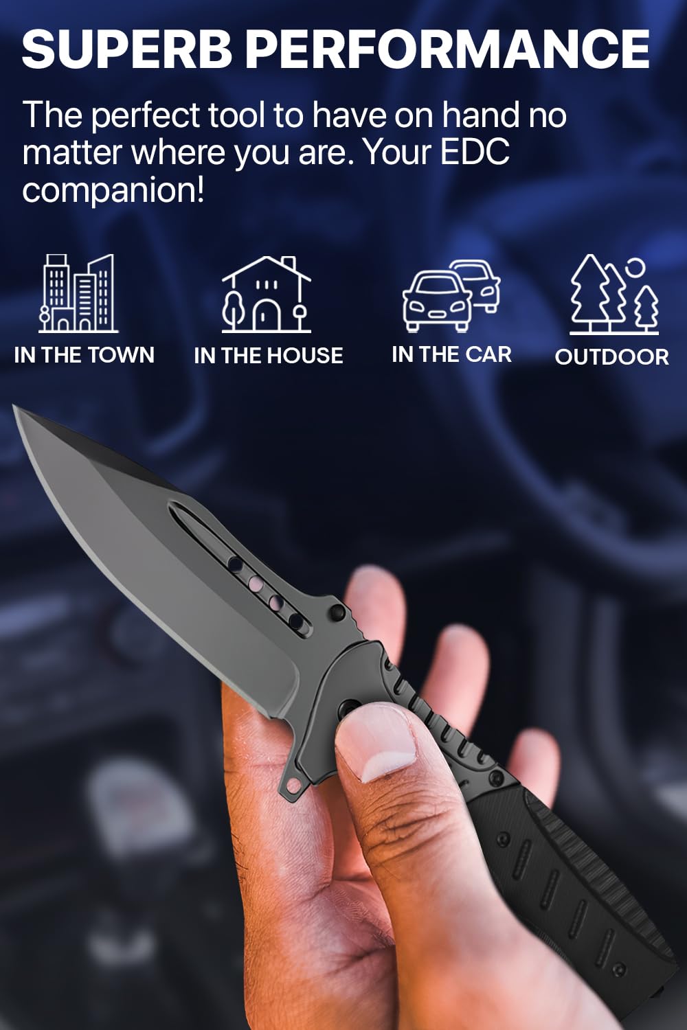 Pocket Knife Spring Assisted Folding Knives - Military EDC USMC Tactical Jack Knifes - Best Camping Hunting Fishing Hiking Survival Knofe - Travel Accessories Gear Knife Gifts for Men 0208