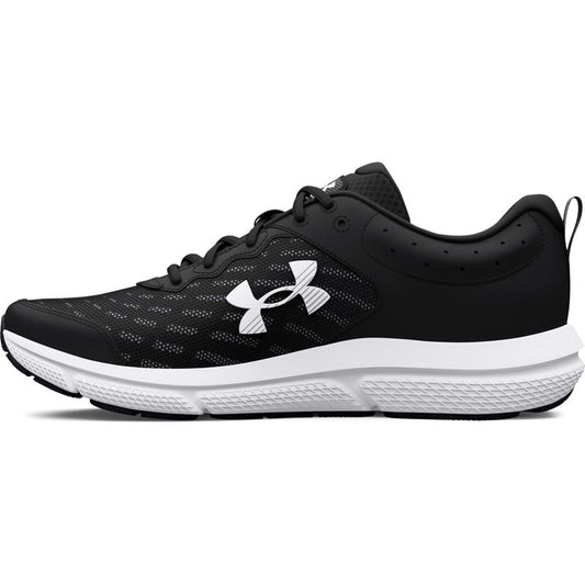 Under Armour Men's Charged Assert 10 Running Shoe, (001) Black/Black/White, 15 XX-Wide