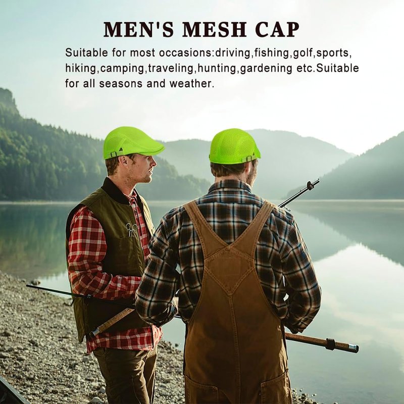 Men's Mesh Newsboy Cap - Breathable Adjustable Ivy Hat for Summer | Perfect for Driving & Outdoor Activities