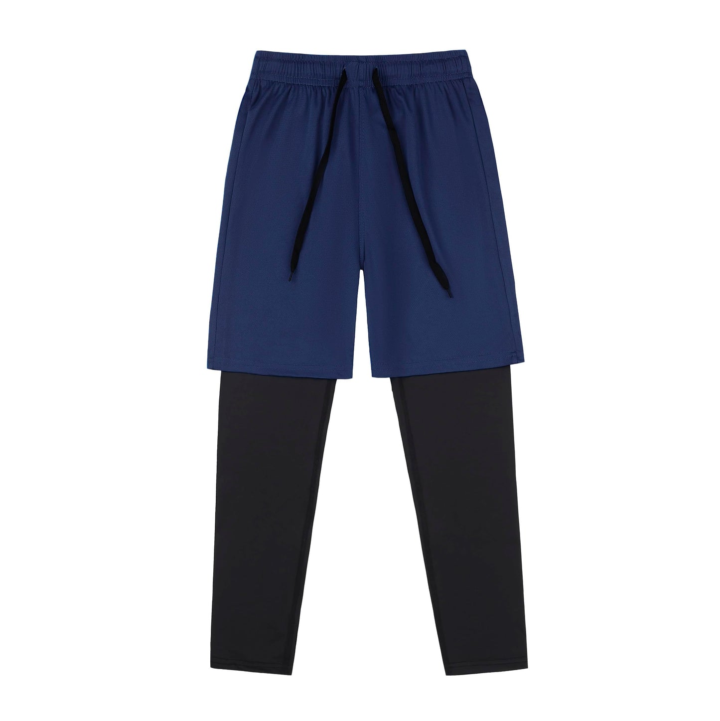 DANI CHINS Boys 2 in 1 Athletic Active Leggings Sports Running Quick Dry Breathable Compression Pants(Navy,08)