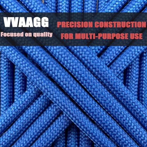 VVAAGG 550 Paracord 100FT - 4mm Lightweight and Durable Camping Rope, Tent Rope, 7 Strand Nylon Parachute Cord Rope (Blue)