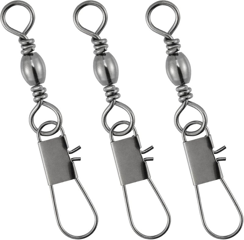 Fishing Snap Swivels - 50 Pack Stainless Steel Barrel Swivels for Fresh & Saltwater | 26-132Lb Strength
