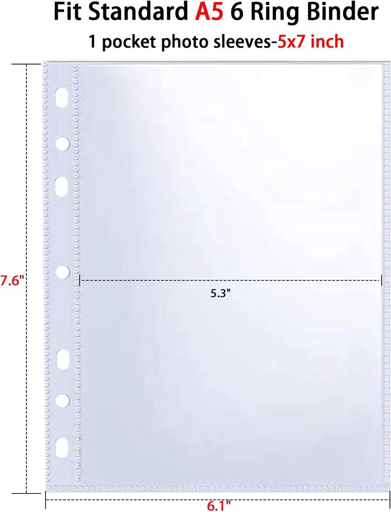 Ultra-Clear 5x7' Photocard Sleeves - 30 Pack, Double-Sided Top Loading for A5 Binders | Perfect for Photos & Postcards