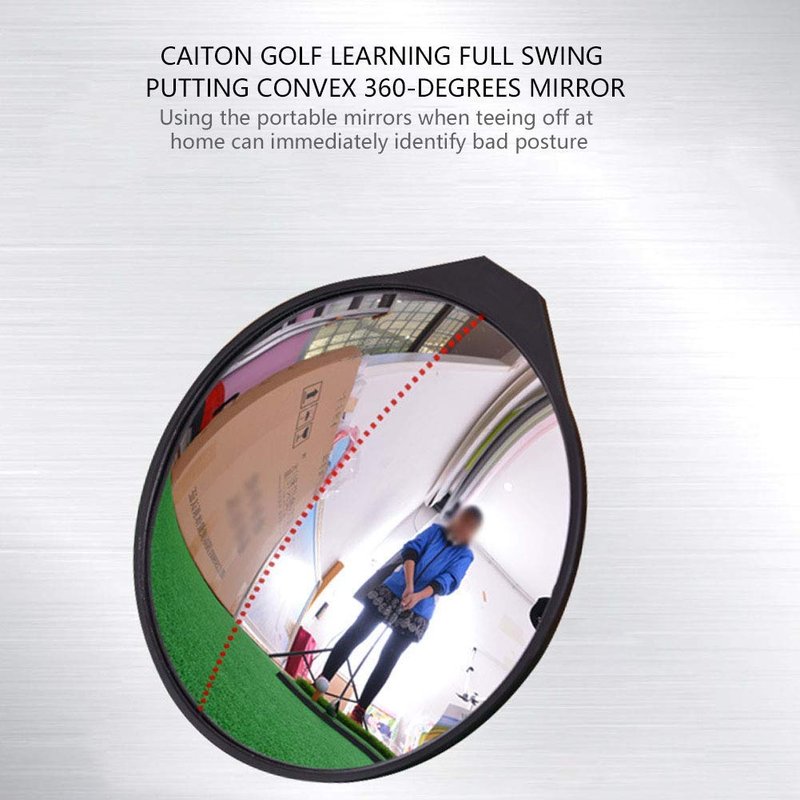 equlup Golf Mirror, 360Degrees Full Swing Putting Convex 25cm/9.8in Diameter Practice Training Aid with Adjustable Angle Stable Stand for Beginners and Enthusiasts