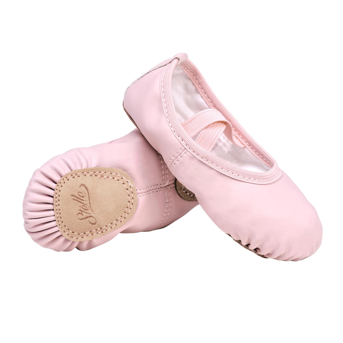 Stelle Ballet Shoes for Girls Toddler Ballet Slippers Soft Leather Boys Dance Shoes for Toddler/Little Kid/Big Kid(Pink, 11ML)