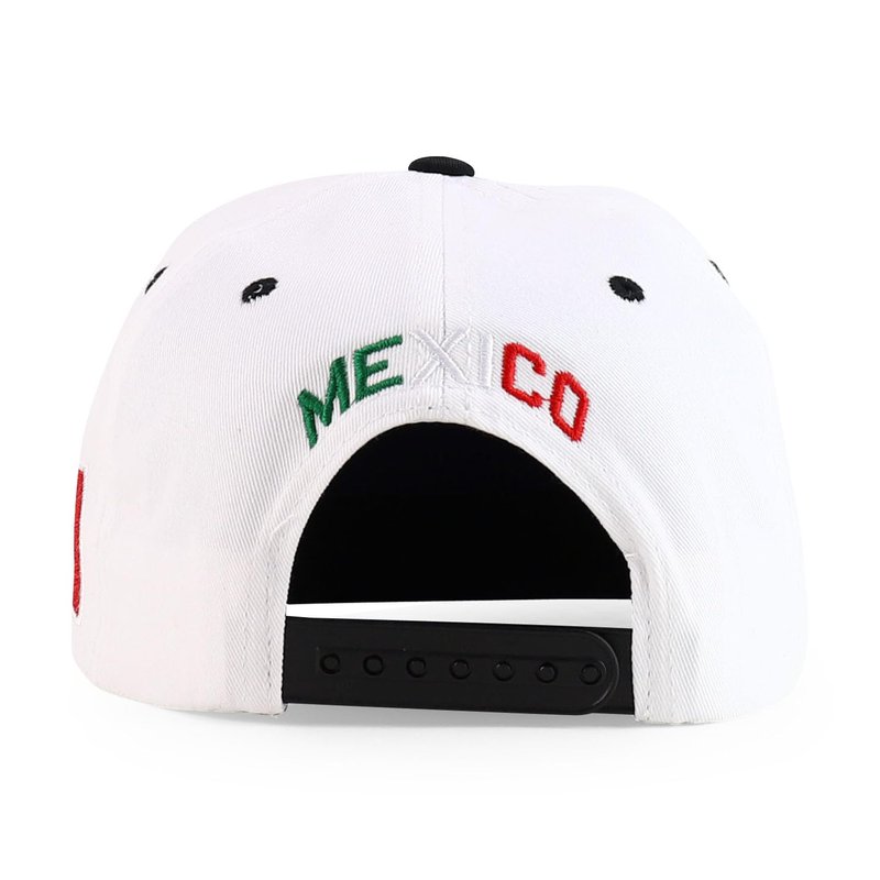 Trendy Apparel Shop Hecho En Mexico Eagle 3D Embroidered Flat Bill Snapback Cap - White Black Mexico