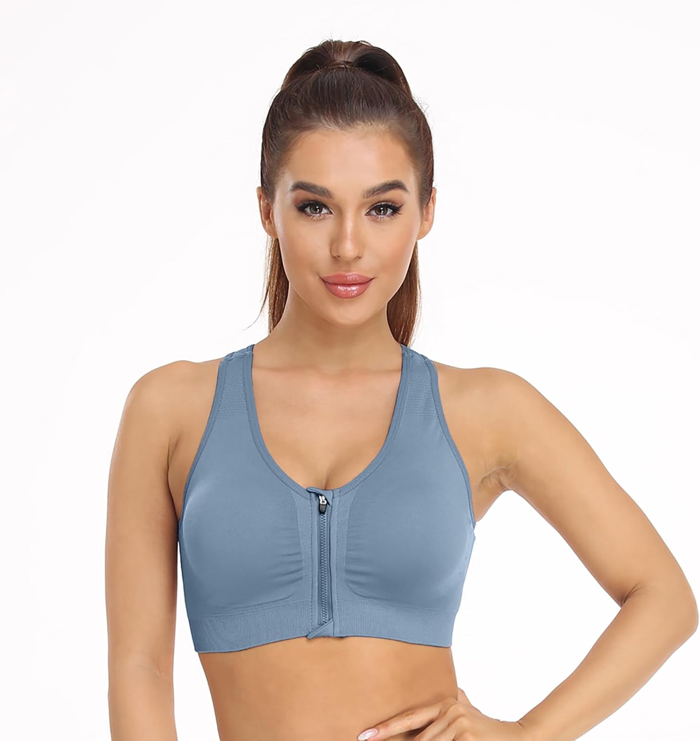 Women's Wireless Zip Front Sports Bra - Post-Surgery Comfort for Active Yoga | Soft & Supportive