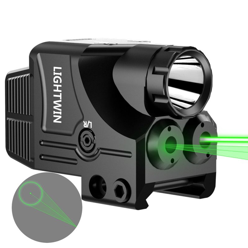 Green Laser Sight + Green Circular Laser Beams with 800 Lumens Flashlight for Pistols, 3 in1 Laser Light Combo, Tactical USB Rechargeable Laser Sight, Strobe & Steady Flashlight for Picatinny Rail