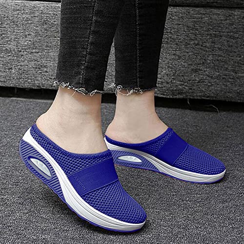 Generic my orders womens sandals Summer Sandals for Women 2024 Fashion Sneaker Womens Walking Shoes Slip On Fashion Waterproof Walking Shoes, 7, Blue Lightning Deals