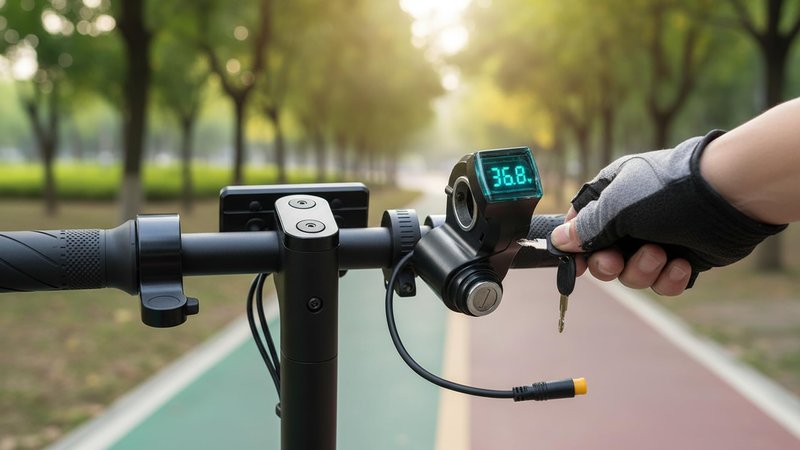 Electric Scooter Handlebar Switch Lock 10 Inch ABS 3 Pin Digital Battery Power Display Switch Lock with Keys for Replacement