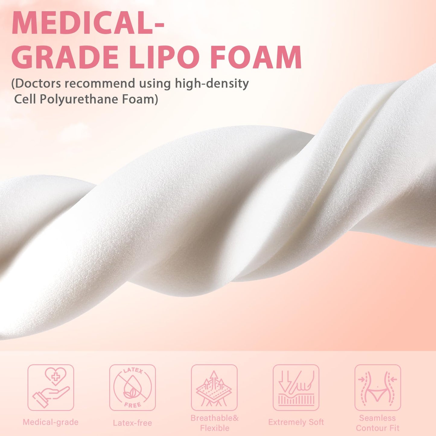 5 Pack Latex-Free Lipo Foam Pads for Post Surgery, 8"x11" Lipo Foams Sheets, Abdominal Compression Board for Post BBL Liposuction Surgery and Used with Compression Garments