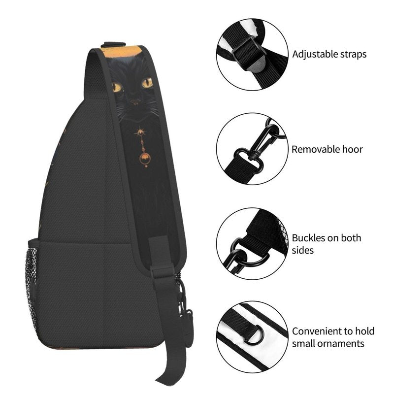 opshksog Cat Sling Bag Travel Crossbody Backpack Hiking chest Daypack Shoulder Pack for Women Adjustable Waterproof Lightweight Walking