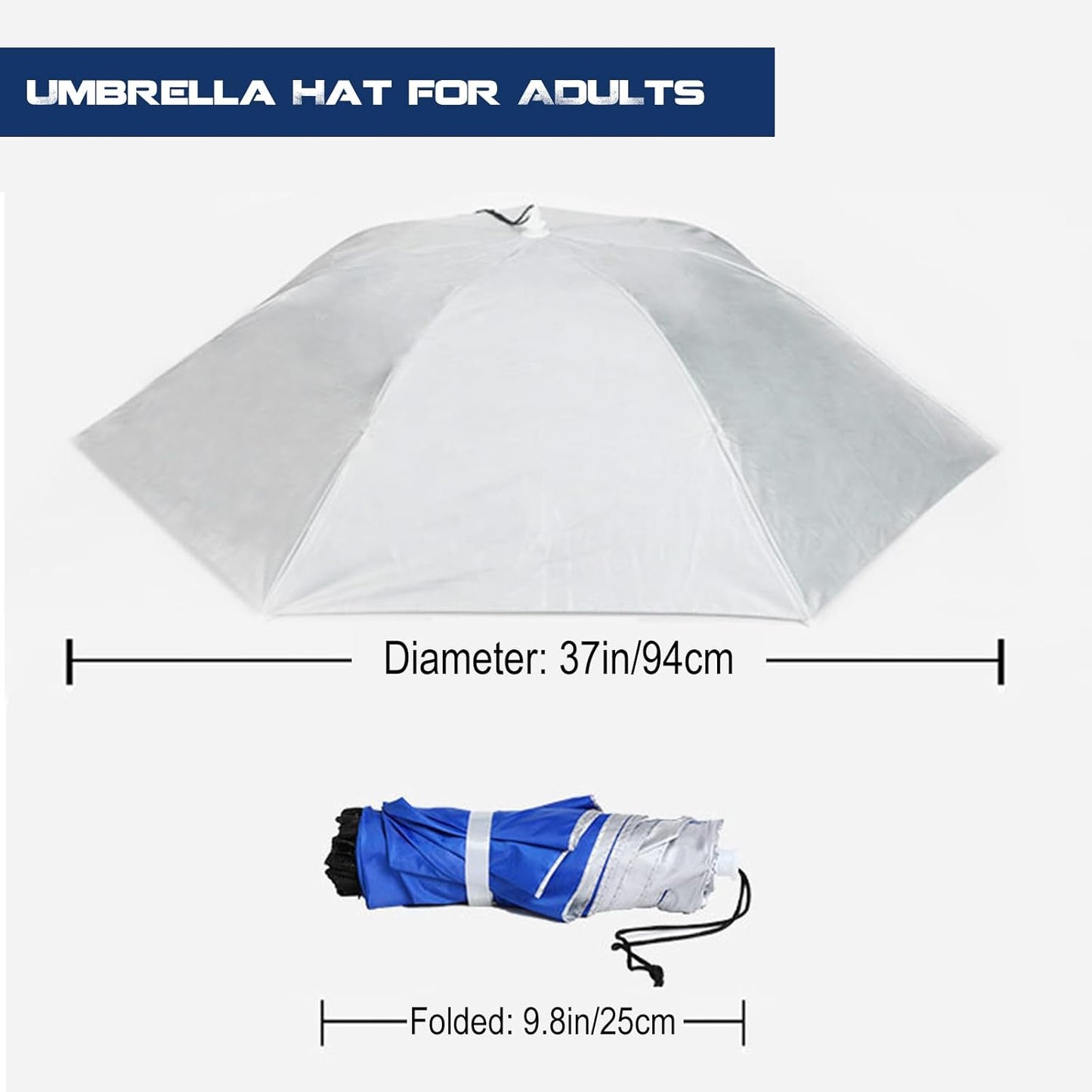Hands-Free Umbrella Hat - 37in Waterproof UV Protection Cap | Lightweight Design for Outdoor Activities