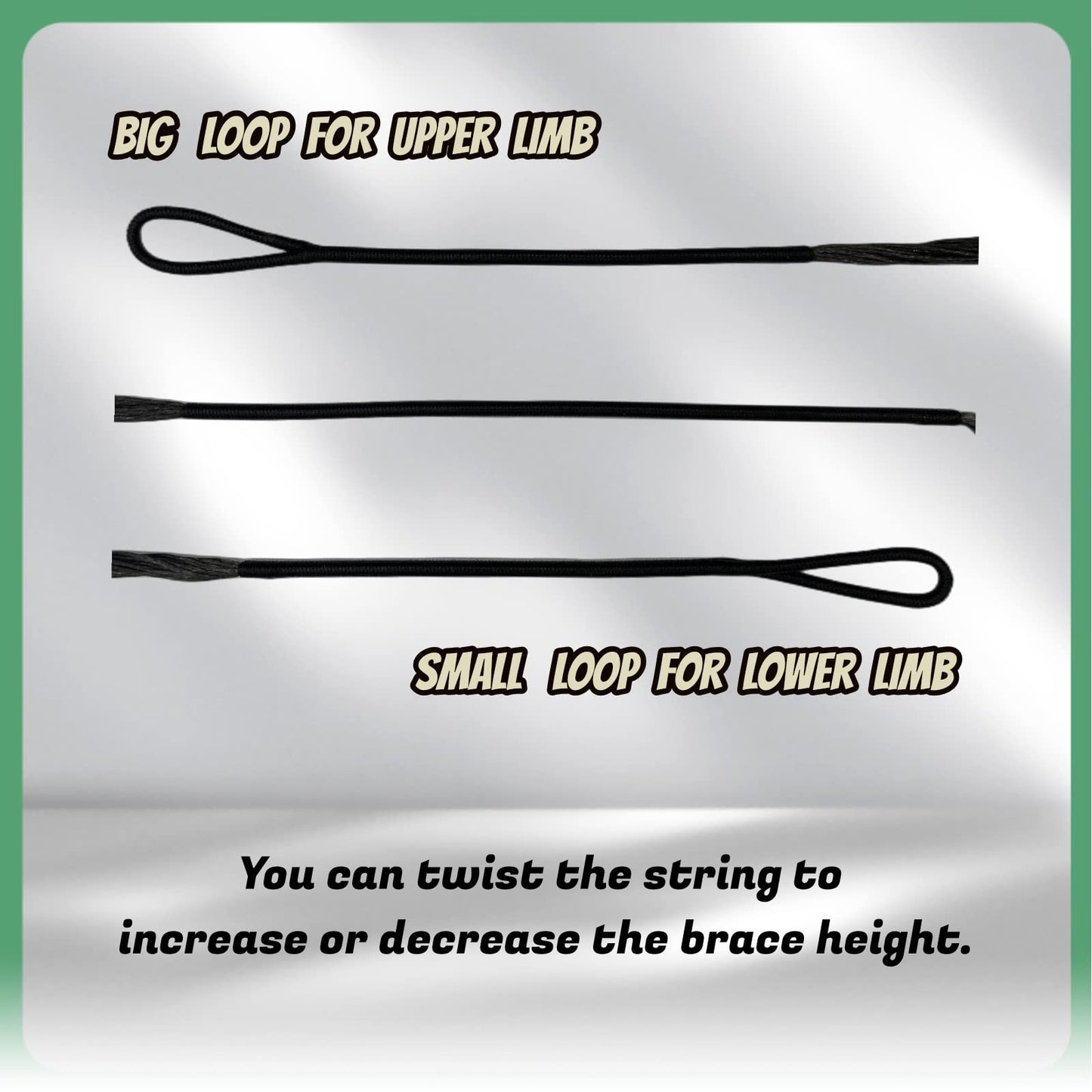 DEERACE Traditional Recurve Bow String, AMO 48"-70" 12,14,16 Strands Dacron Bow String Replacement for Recurve/Long/Horse Bow (AMO 66” (Actual Length 62”), 14 Strands (Recommended for up to 50 lbs))